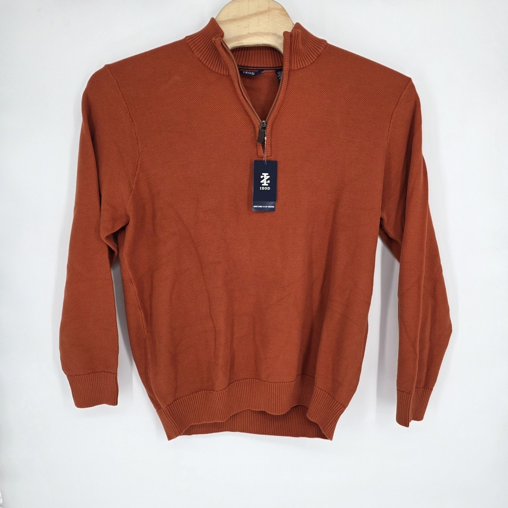 IZOD Sweater Mens XL Quarter Zip Fleece Pullover Honeycomb 1/4 Soft Stretch NEW